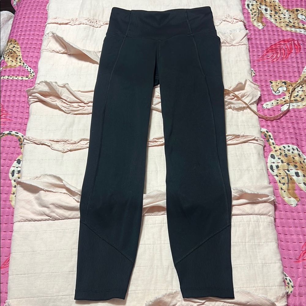All in motion, extra small black leggings with pockets and rib details